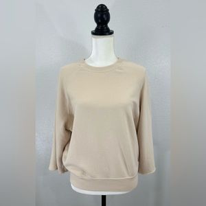 Spiritual Gangster Cream Soft Pullover Designed with Unfinished Hems- Size Small